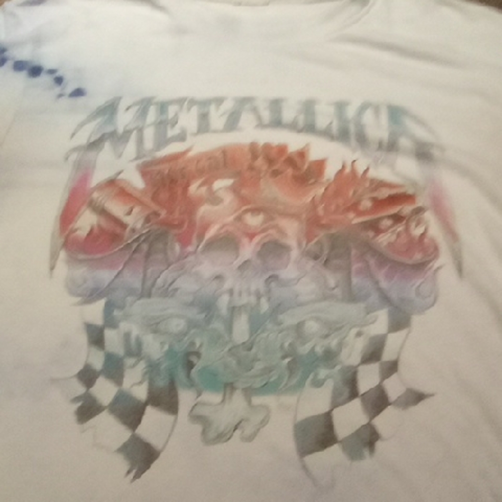 Men's White Tye-Dyed Size Small Vintage Metallica Nor Cal Pushead Graphic Shirt